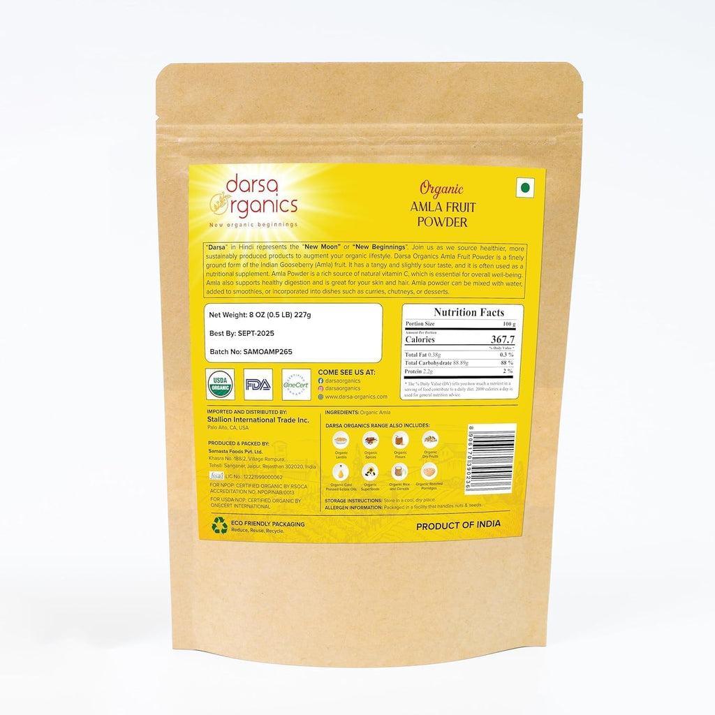 Darsa Organics Amla en Polvo de la India 227 g - Polvo de Grosella India