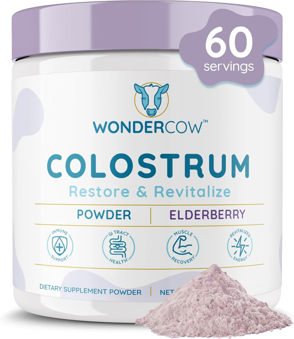 WONDERCOW Cápsulas de Calostro Bovino para la Salud Digestiva e Inmunitaria | Calostro Bovino Puro Natural IgG, Sin Sabor, 30 Dosis