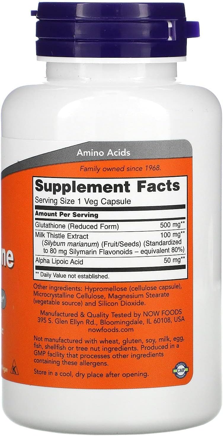 NOW Foods - Cellular Antioxidant Glutathione 500 mg - 60 Veg Capsules