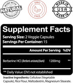 Kaya Naturals Berberine HCL Extract 1200mg - Sistema Inmunitario, Niveles de Glucosa, Salud Intestinal (30 Cápsulas)