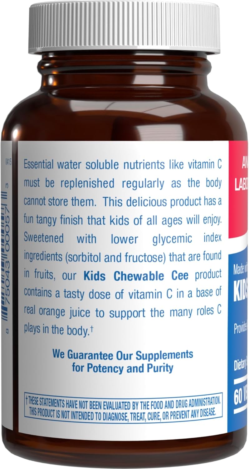 Kids Vitamin C Chewable Tablets - 60 Comprimidos Masticables de Vitamina C para Niños con Naranja Real