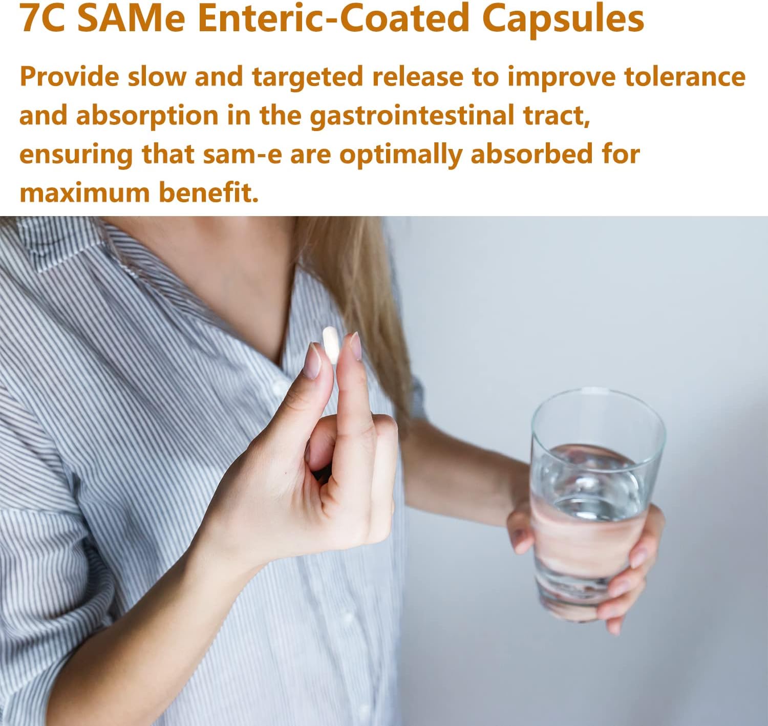 7c SAM-e 400 mg (S-Adenosilmetionina) con Vitaminas B6 y B12, Estado de Ánimo y Confort Articular, Vegano, Sin Gluten, 60 Cápsulas Gastrorresistentes
