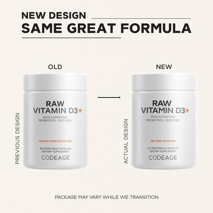 Codeage Raw Vitamin D3+ Alta Potencia 5000 – El mantenimiento de los huesos en condiciones normales. – Image 3