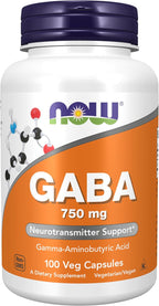 Now Foods GABA 750 mg, 100 Cápsulas Vegetales