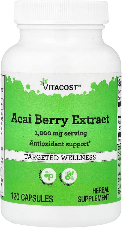 Vitacost Extracto de Baya de Acai, 120 Cápsulas (500 mg por Cápsula) – Image 1