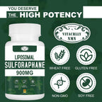 Suplemento de Sulforafano Liposomal 900mg, Extracto de Brócoli, Apoyo Antioxidante y Digestivo, 60 Cápsulas