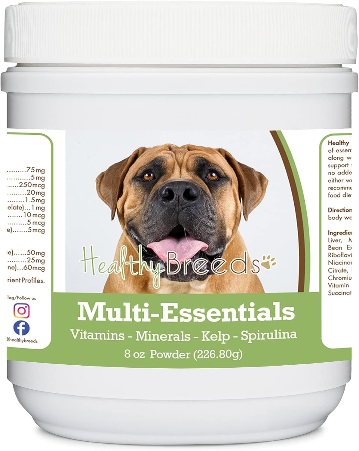 Healthy Breeds Boerboel Multi-Essentials Polvo Multivitamínico para Perros, 227 g