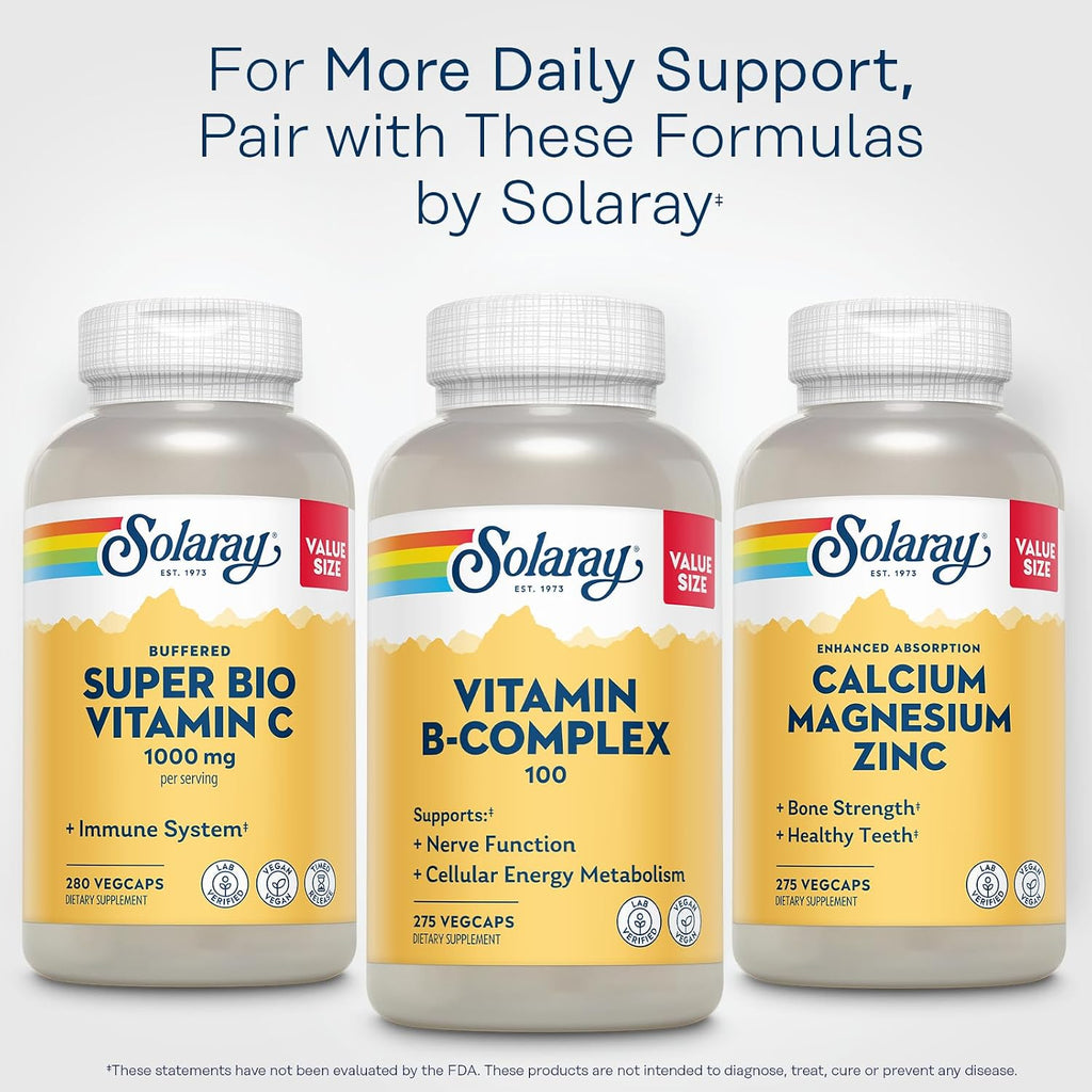 Solaray Complejo B 100 mg - 275 Cápsulas Veganas con 8 Vitaminas B, Inositol y Colina