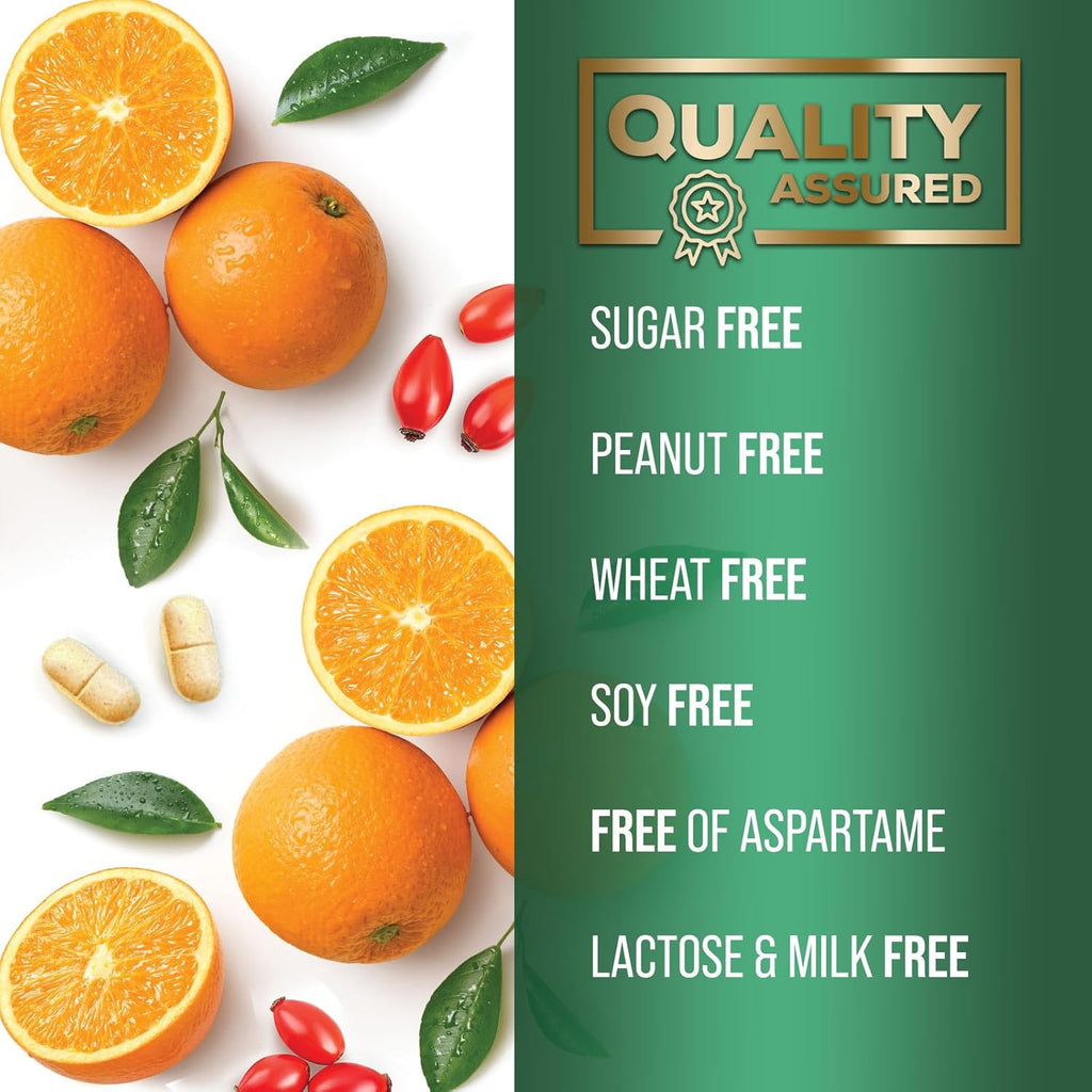 Vitamina C 1000 mg Masticable sin Azúcar con Escaramujo - 120 Comprimidos - Nature's Nutrition