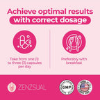 ZENZSUAL Libizenzs – Suplemento energético vegetal para mujeres – Sin cafeína – Con maca, ashwaganda y ginseng – 90 cápsulas veganas