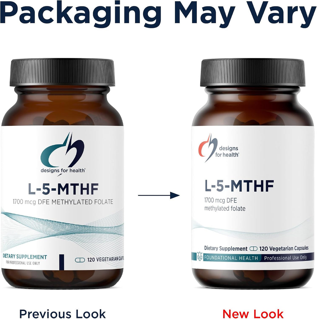 Designs for Health L-5-MTHF - Quatrefolic® Metilfolato 1mg (1700mcg DFE) - 120 Cápsulas