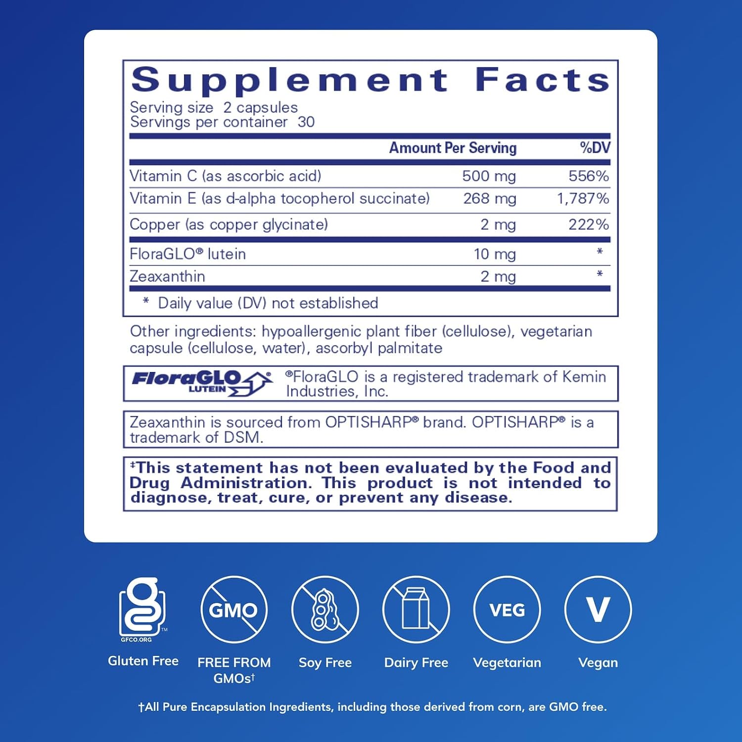 Pure Encapsulations EyeProtect Basics Zinc-Free | Key Antioxidant Support for Eye Health* | 60 Capsules