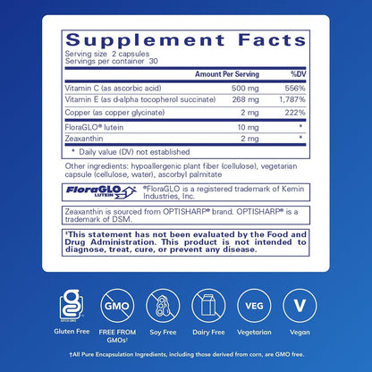 Pure Encapsulations EyeProtect Basics Sin Zinc | Apoyo Antioxidante Clave para la Salud Ocular* | 60 Cápsulas – Image 2