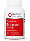 Protocol for Life Balance Niacina 500 mg - Hexanicotinato de inositol - Sin enrojecimiento - Vitamina B3 - 90 cápsulas veganas