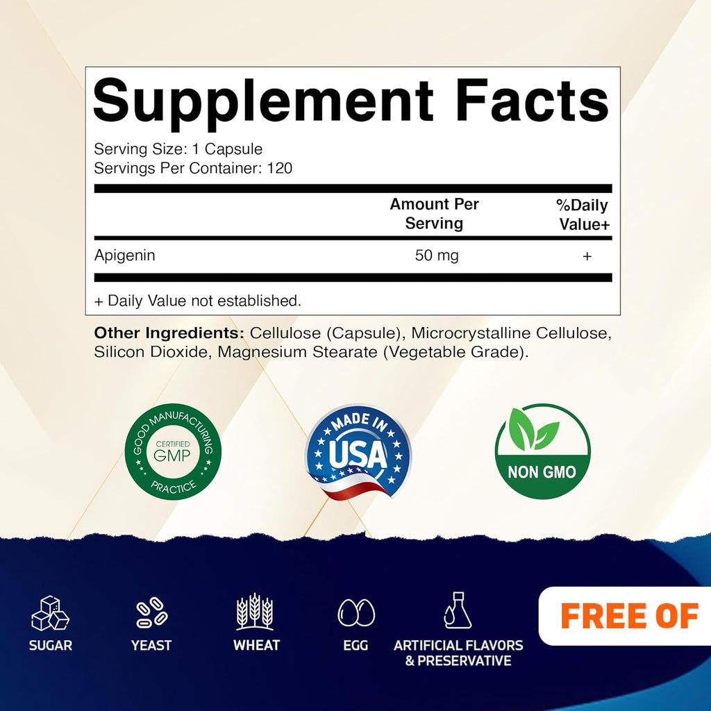 Vitamatic Apigenina 50 mg – 120 Cápsulas Vegetarianas