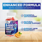 Vitamin B Complex Gummies - Gomitas de Complejo B Extra Fuerte con Vitamina C, Apoyo Inmunológico para Hombres y Mujeres - Suplemento de Energía y Apoyo Cerebral con Ácido Fólico, Niacina, B6, B12 - 120 Gomitas