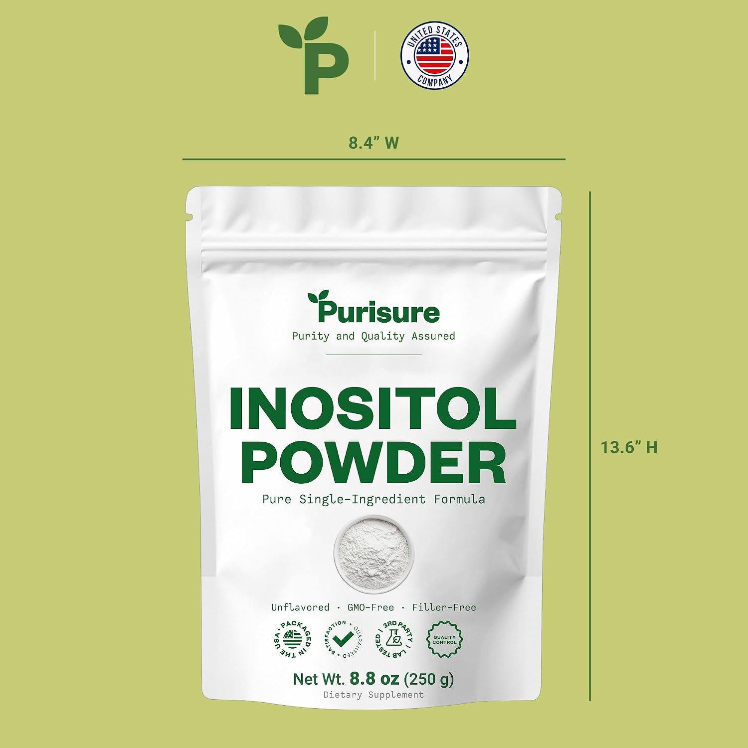 Purisure Inositol en Polvo, 250g, Puro, Vegano, No-GMO