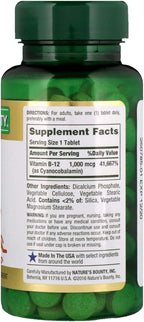 Nature's Bounty B-12 1000 mcg, 200 comprimidos