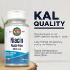 KAL Niacina 500mg Sin Enrojecimiento - Vitamina B3 Vegana - 60 Cápsulas