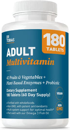 Dr. Tobias Multivitamínico Adulto - 180 Comprimidos Veganos con 42 Frutas y Verduras
