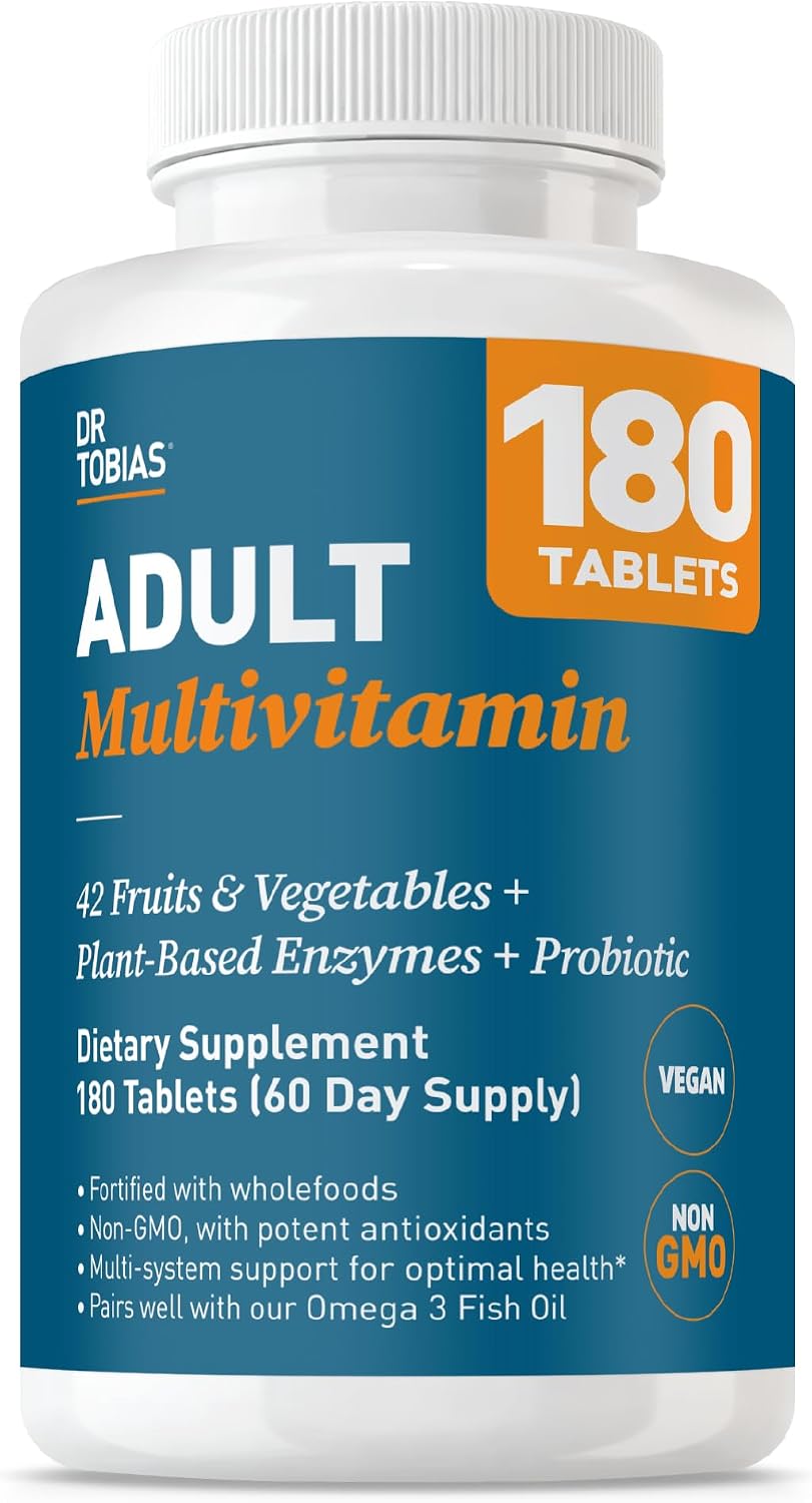 Dr. Tobias Multivitamínico Adulto - 180 Comprimidos Veganos con 42 Frutas y Verduras