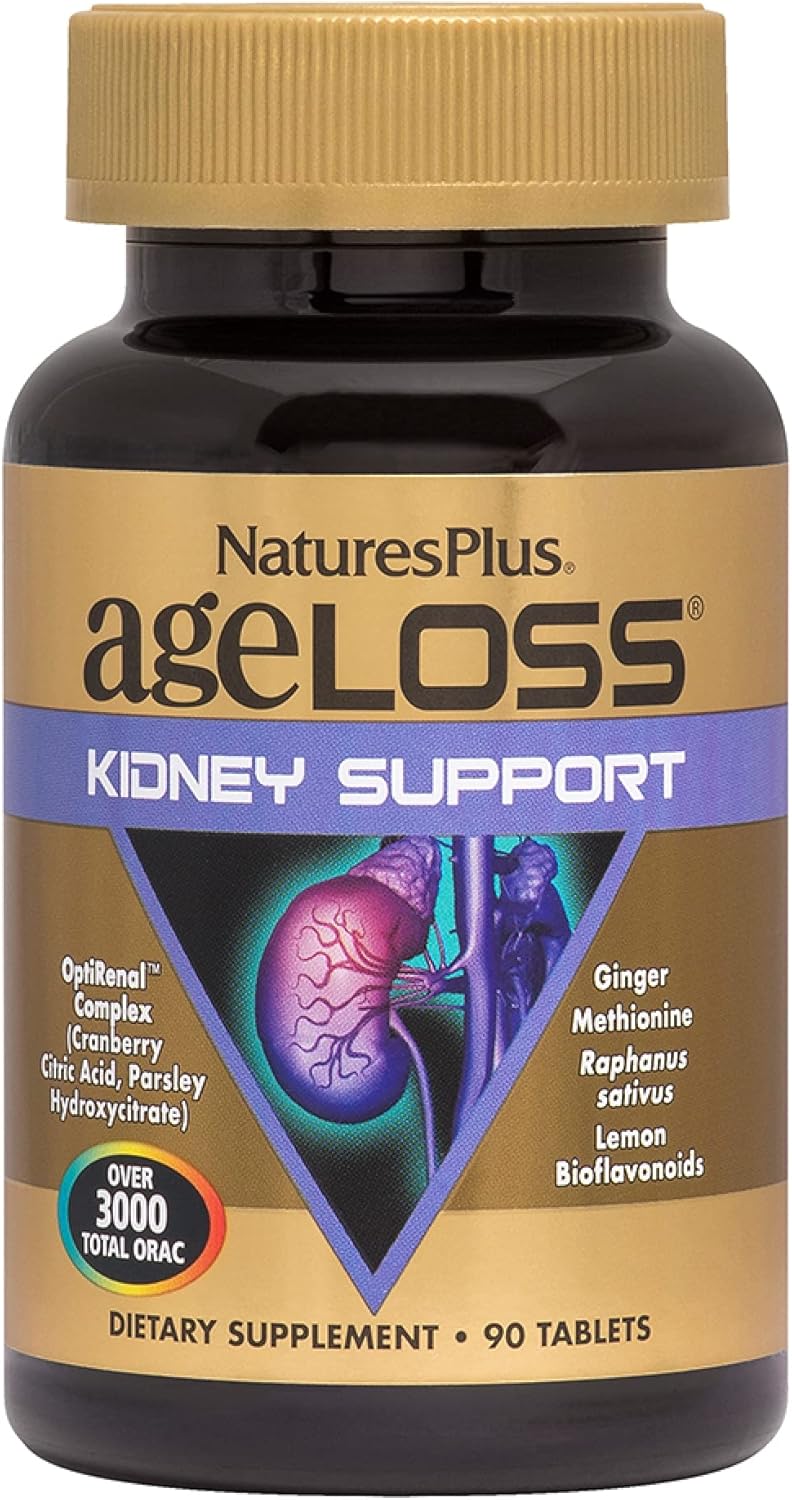 NaturesPlus AgeLoss Soporte Renal - 90 Comprimidos - con Vitamina D3 y Magnesio - Vegetariano, Sin Gluten