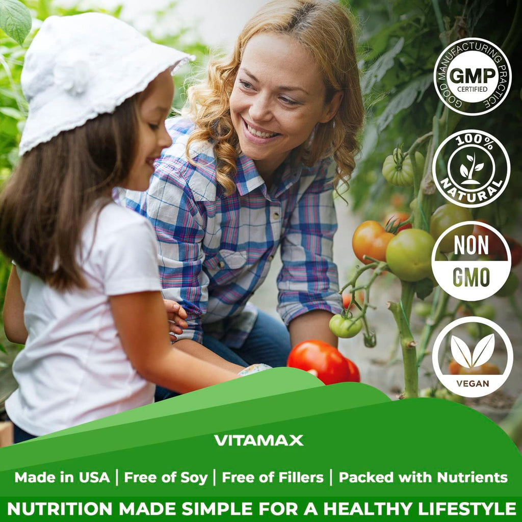 Vitamax Super Fruit and Vegetable – Suplemento de Frutas y Verduras Enteras – 180 Cápsulas – Sin Soja