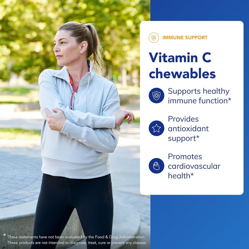 Pure Encapsulations Vitamin C Chewables | 60 Comprimidos Masticables | Sabor Naranja-Fresa Natural