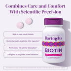 BariMelts Biotin 5000mcg - 90 Comprimidos de Disolución Rápida, Sabor Fresa Natural