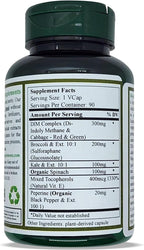 Green Organic Supplements DIM, Diindolilmetano, I-3-C, Indol-3-Carbinol, Brócoli, 90 VCaps, Alta Absorción, No-GMO, Sin Gluten (Pack de 3)