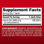 Members Mark Vitamina B12 5000 mcg – 300 Comprimidos Sublinguales de Disolución Rápida con Metilcobalamina (Sabor Cereza)