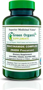 Green Organic Supplements Niacinamida, Niacina, NAD, NADH, Alta Absorción, No Transgénico, Sin Gluten (Pack de 5)