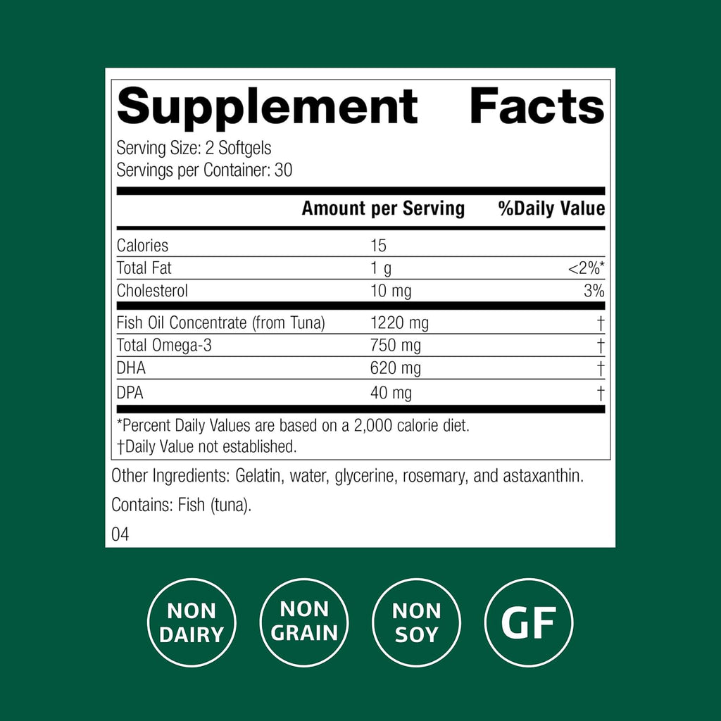 Standard Process Olprima DHA - Suplemento de Omega-3, 60 Cápsulas Blandas