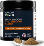 Seven Shrooms - Suplemento Orgánico de Setas para Perros (7 Setas Enteras: Turkey Tail, Reishi, Cordyceps, Shiitake, Maitake) - Polvo de Apoyo Inmunitario con Beta-Glucanos, Formulado por Veterinarios