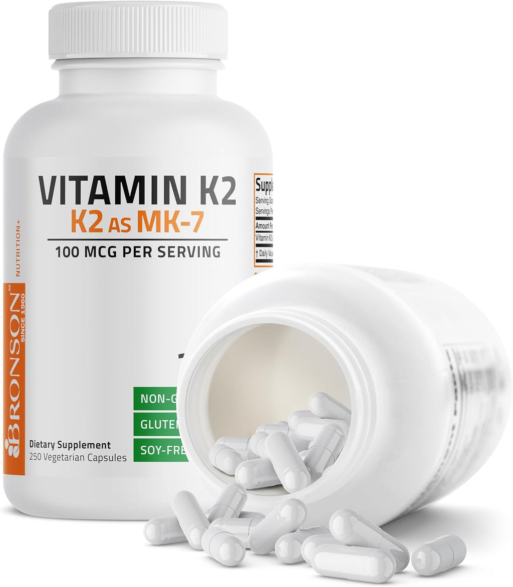Bronson Vitamina K2 como MK-7 Menaquinona 100 mcg, 250 Cápsulas