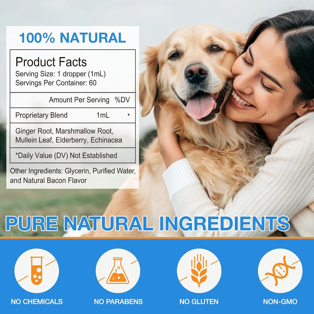 Xsvseie Gotas para la Tos de las Perreras - Suplemento Herbal Natural para Perros