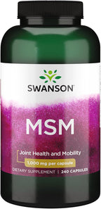 Swanson MSM 1000 mg - 240 Cápsulas - Fuente de Azufre para el Colágeno y la Piel