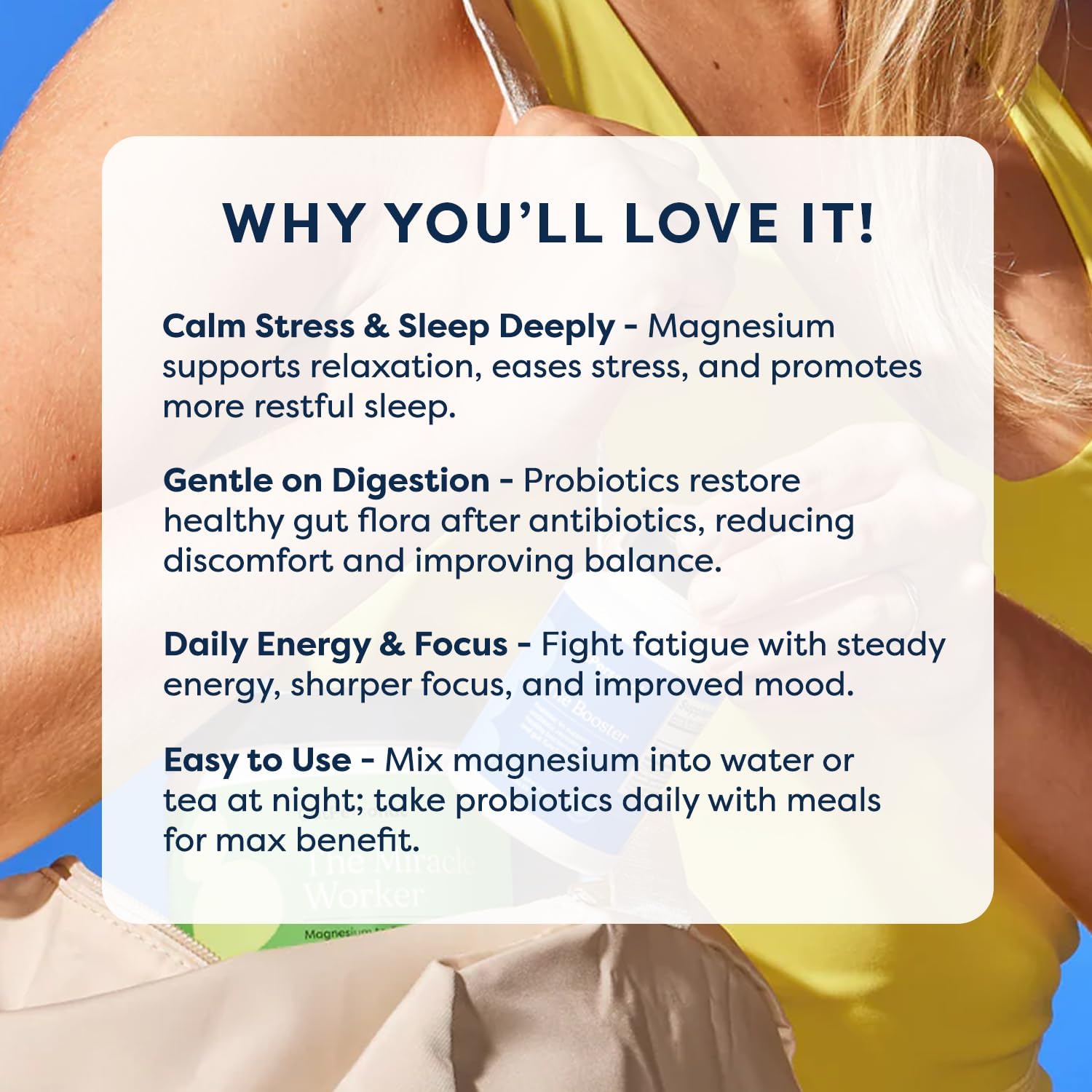 GutPersonal The Gut Fix™ Pack: The Miracle Worker Magnesio en Polvo, Sabor Fresa, 30 Dosis + The Booster Probiótico, Cápsulas, 60 Dosis