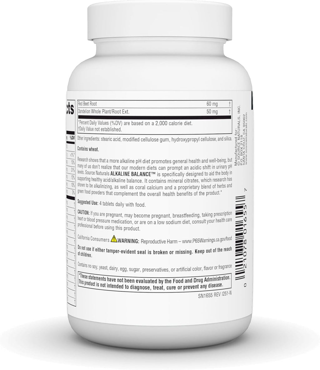 Source Naturals Alkaline Balance – 60 Comprimidos para el Equilibrio del pH