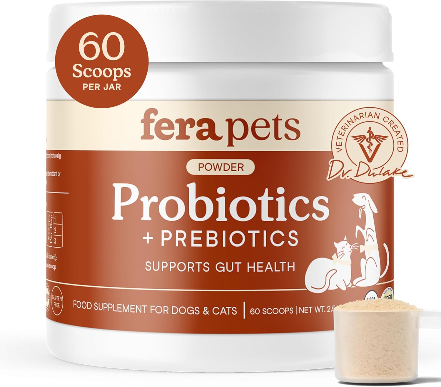Fera Pets Postbióticos Plus Prebióticos para Perros y Gatos, 120 Dosis
