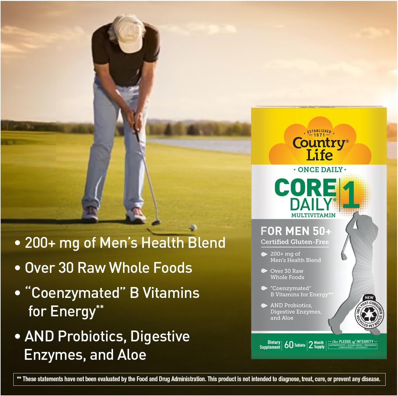 Country Life CORE Daily-1 Multivitamínico para Hombres 50+ - 60 Comprimidos