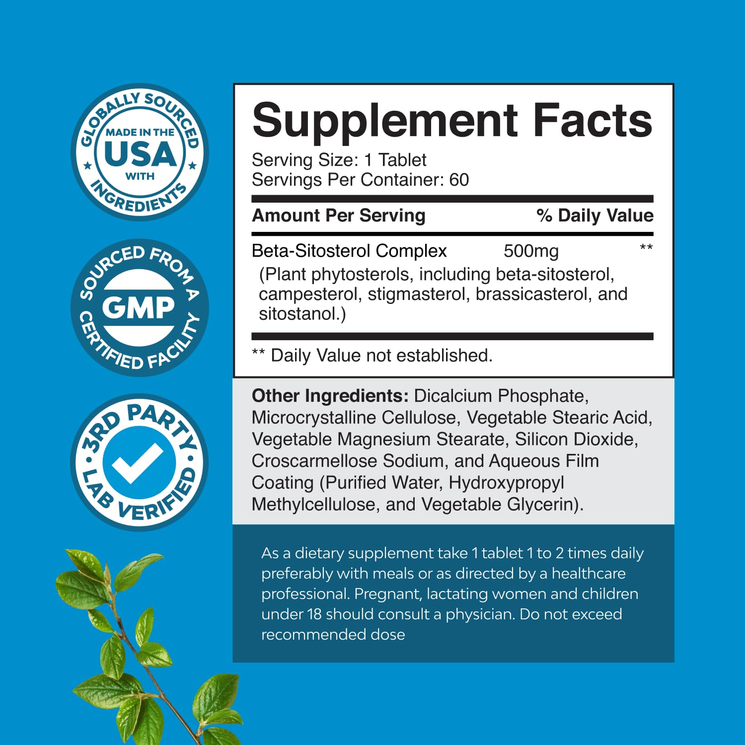 Complex de Esteroles Vegetales con Beta-sitosterol – 500mg – 60 Cápsulas