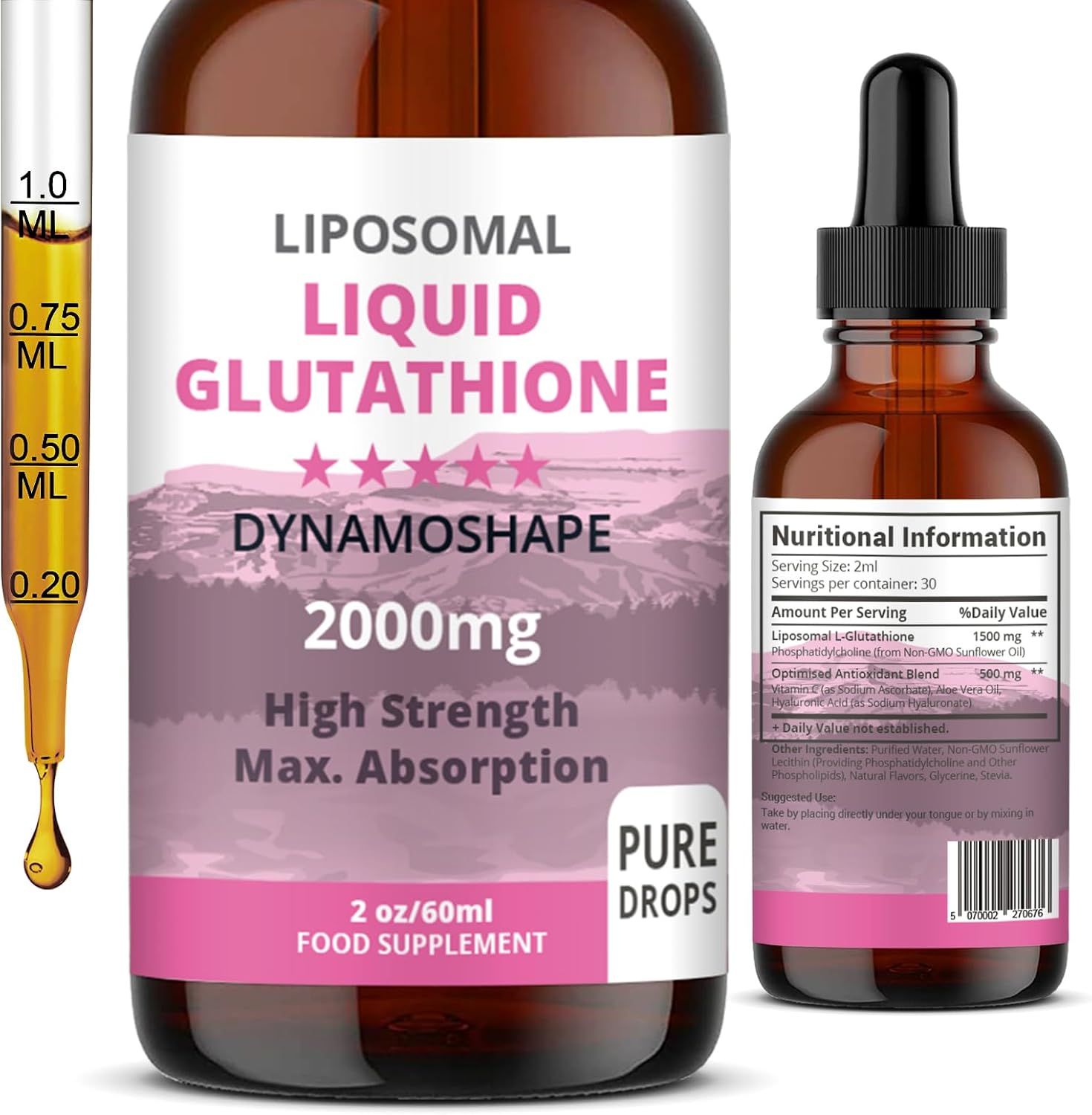 Glutatión Liposomal 2000 mg con Vitamina C - Suplemento Líquido Antioxidante