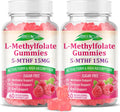 MEENCCD 2 Pack L-Methylfolate Gummies, Methylfolate Supplement, 5-MTHF Supplement - Active 5-MTHF - Supports Overall Wellness, Vegan, Raspberry Flavor, 120 Count
