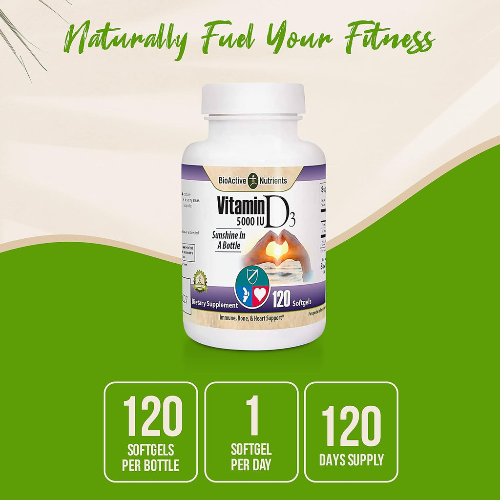 Vitamina D3 5000 IU - 120 Cápsulas Blandas - BIOACTIVE NUTRIENTS