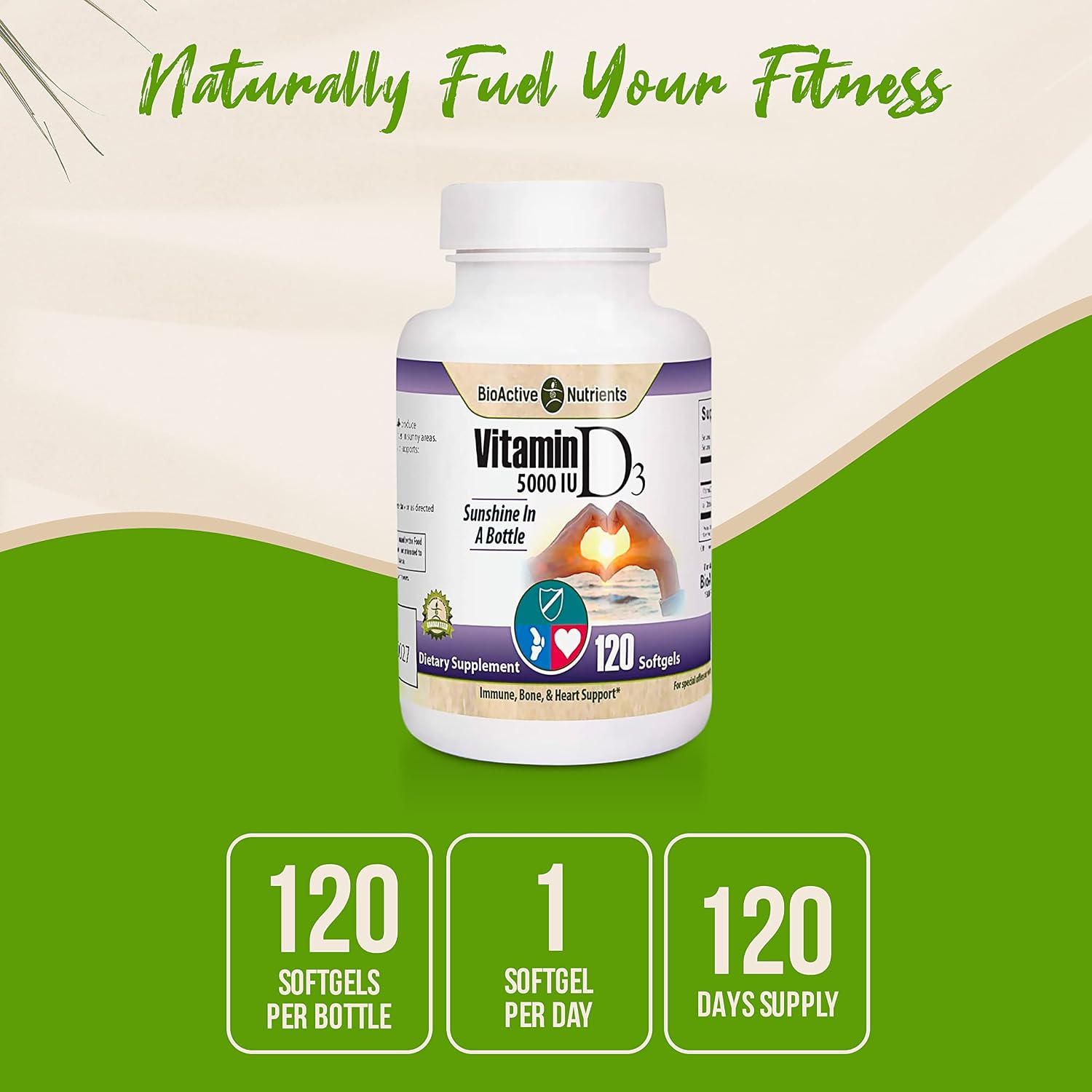Vitamina D3 5000 IU - 120 Cápsulas Blandas - BIOACTIVE NUTRIENTS