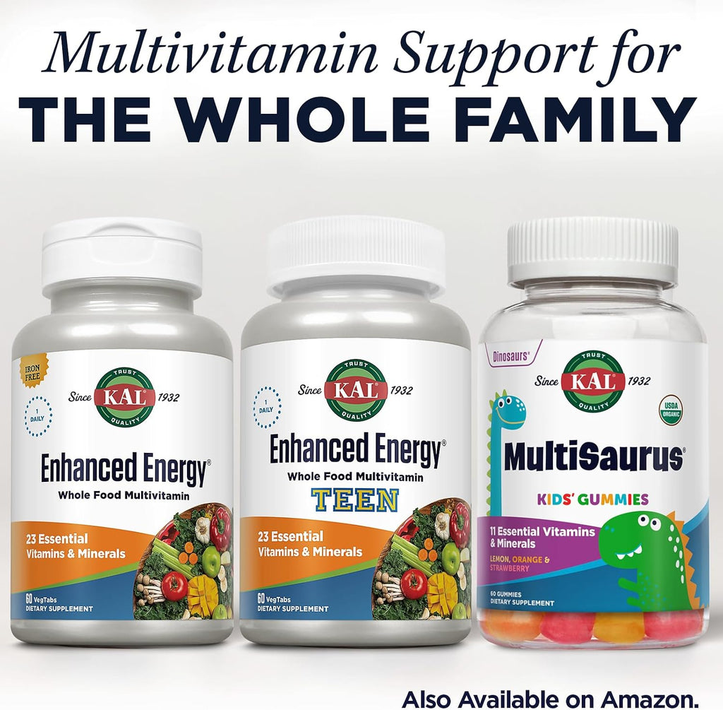 KAL Multivitamin Chewable Enhanced Energy con hierro - Sabor mango piña - 60 comprimidos