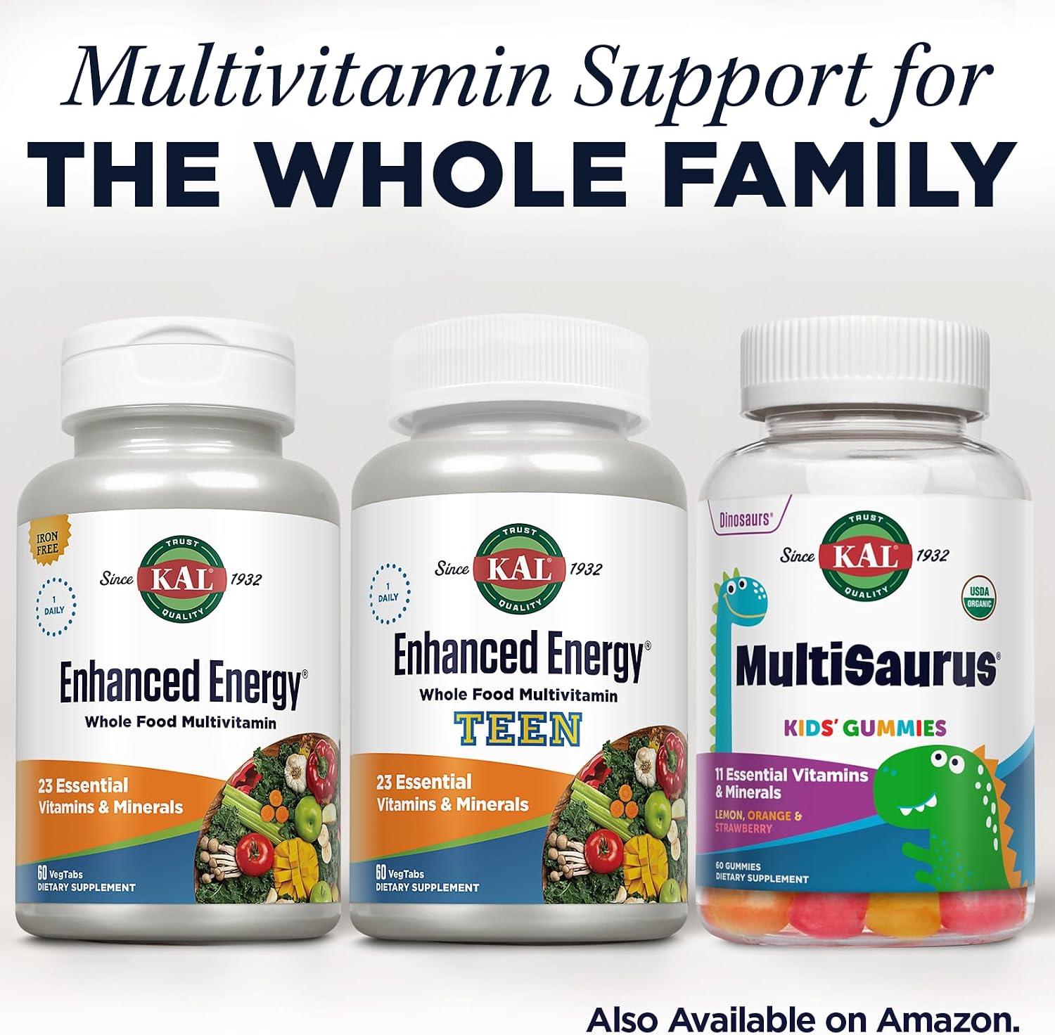 KAL Multivitamin Chewable Enhanced Energy con hierro - Sabor mango piña - 60 comprimidos