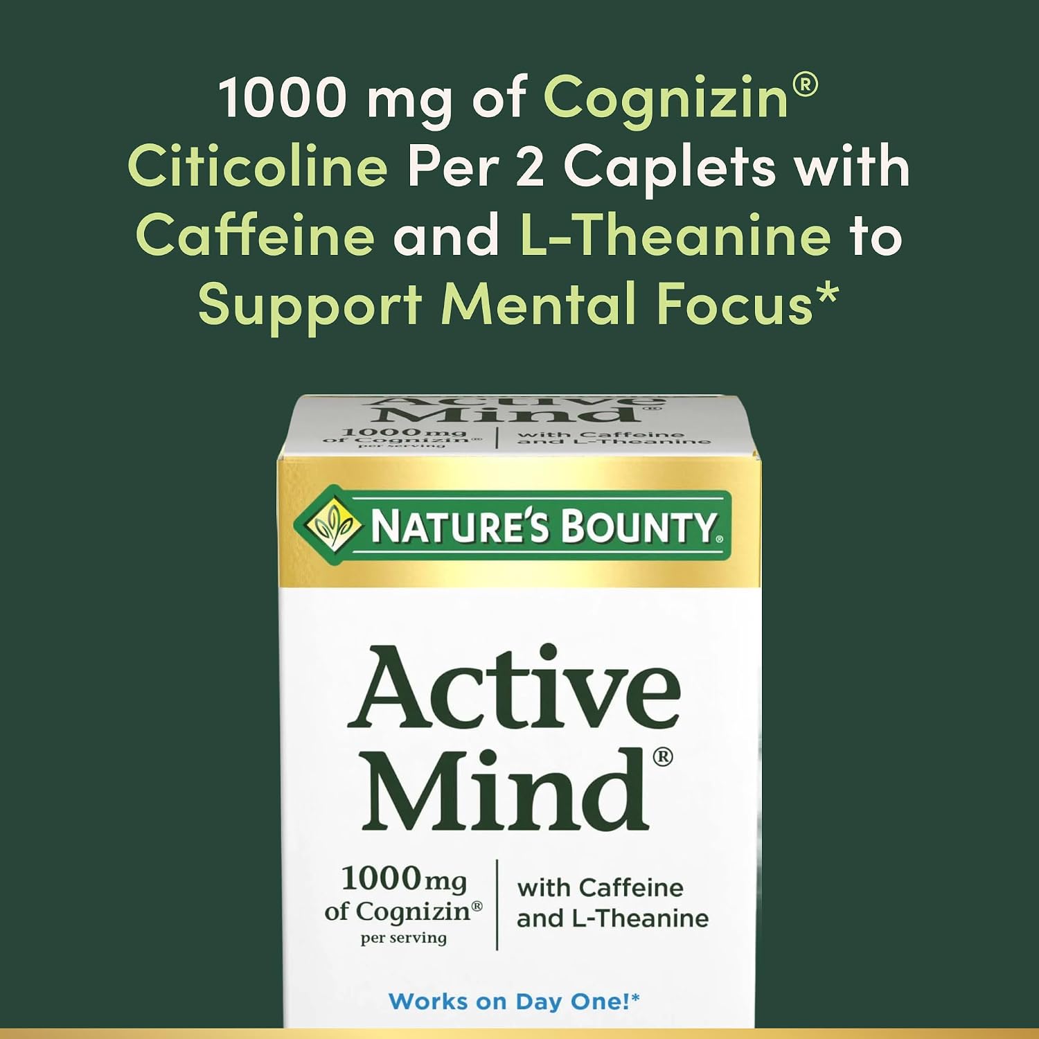 Nature's Bounty Active Mind - Suplemento para la Concent Concentración, 60 Comprimidos