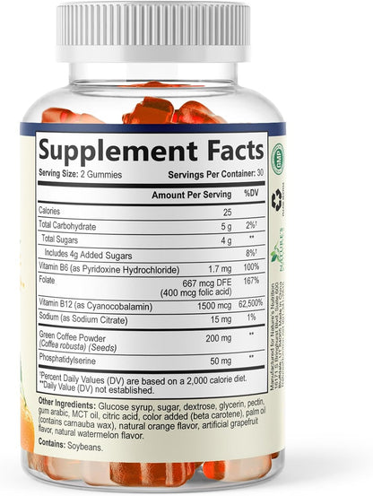 Nature's Nutrition Gominolas para el Cerebro - 3X Fuerza con Fosfatidilserina, B6, B12 y Nootrópicos para Memoria, Enfoque y – Image 9